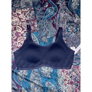 PINK VS Womens L Logo Navy Blue  Light Support Sports Bra NWT!